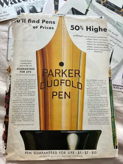 Vintage ad fountain pen waterman's  sheaffer Parker art deco, View more