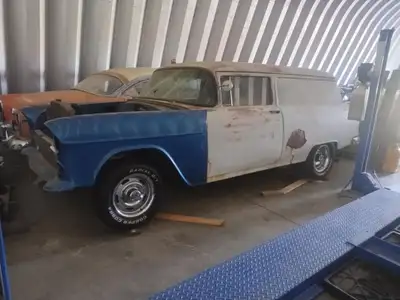 1955 chev sedan delivery, solid car, great floors, great project, new tires and ralley wheels. Cool...