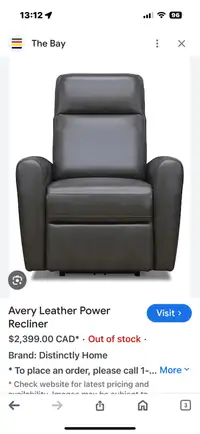 Avery Leather Power Recliner 