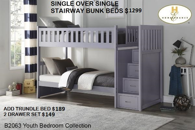 SINGLE/SINGLE GREY STAIRWAY BUNK, View more