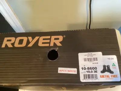 Royer's Men's Black 8" Nylon Composite Toe Safety Boot Size 10 3e