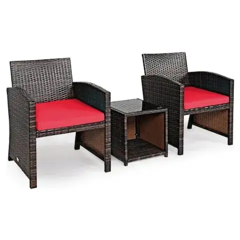 Costway 3PCS Patio Rattan Wicker Furniture Cushion Sofa Coffee in Patio & Garden Furniture in City of Toronto - Image 11