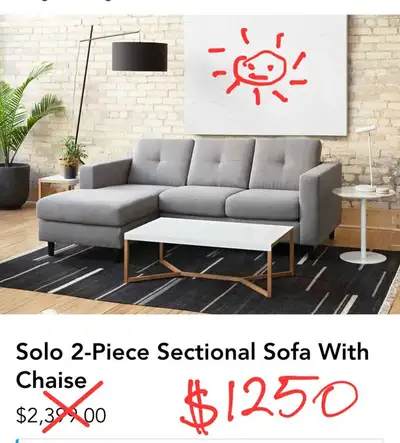 EQ3 sofa with chaise - New Edinburgh pickup, View more
