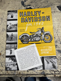 Harley-Davidson 1940 Sales Brochure Flatheads and Knuckleheads 