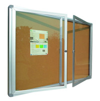 Enclosed Bulletin Board with Cork Surface and Aluminum Frame