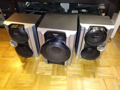 Sony stereo speakers w/ subwoofer, View more