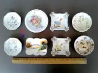 8 Vintage Antique Butter Pats Paragon Bamboo Chrysanthemum Lilly