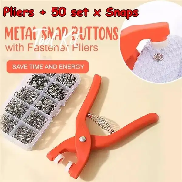 Snap Button Set with Pliers and 50 Snap Fasteners (1)