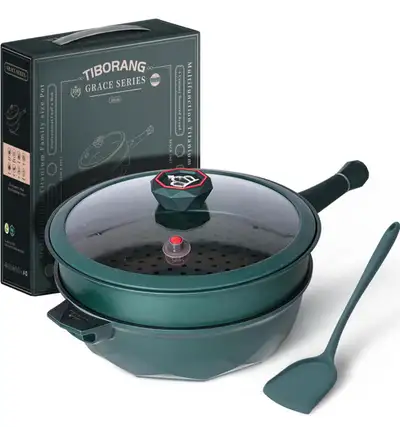 Tiborang 8 in 1 Frying Pans Nonstick with Lid Induction,11 Inch , View more