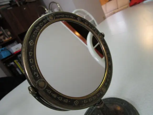 20th century , bronze , middle east vanity mirror 9" please read63005665832195121
