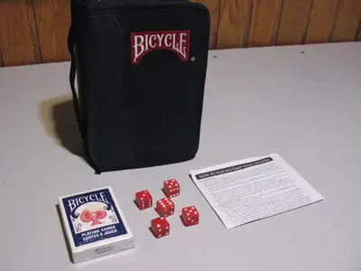 BRAND NEW, Bicycle 300 plus Pieces Portable Poker Set Includes: * 150 white poker chips * 100 blue p...