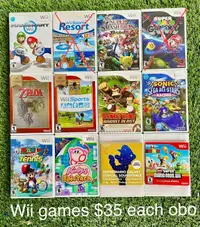 Wii games each $35, Mario kart,resort,brawl,bros,galaxy,sonic