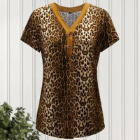 XL | Leopard Print V-Neck T-Shirt