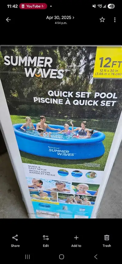 Stay cool this summer with this Summer Waves 12-foot by 30-inch quick set inflatable above ground po...