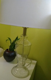 Ikea Glass table lamp white linen shade