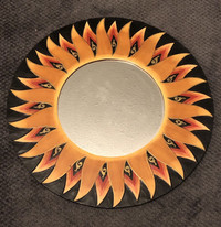 Vintage handmade and painted Sun Mirror from Bali