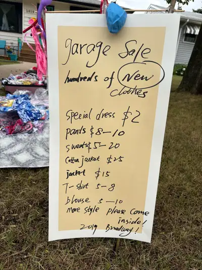 new clothes garage sale on weekends, View more
