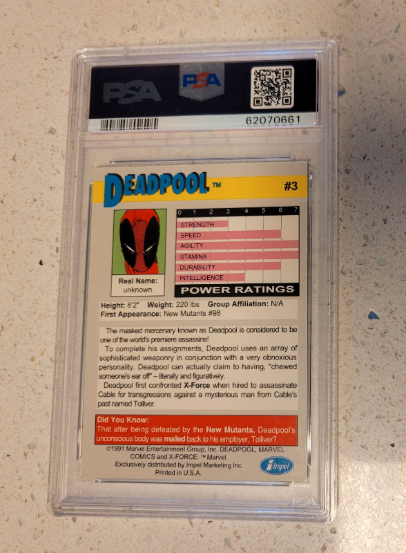 1991 Deadpool Impel Promo X-Force #3 PSA 5 Excellent Rookie Card in Arts & Collectibles in Markham / York Region - Image 2