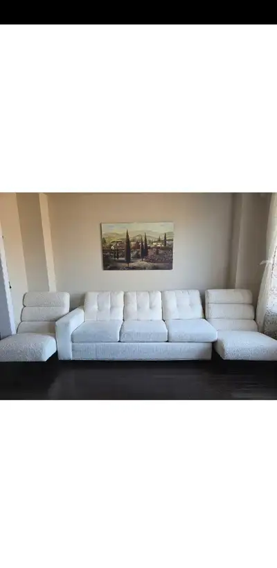 Modern White Bouclé 3-Seater Sofa and  Accent Chairs, View more