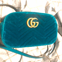 Gucci Marmont Velvet crossbody bag in Blue Petrol