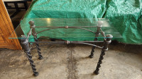 SIDE TABLE , STEEL AND GLASS