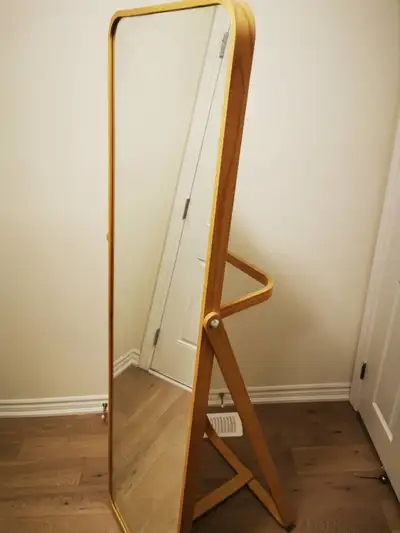 IKEA Wood Frame Full Length Mirror with Stand, View more