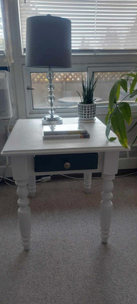 Charming Night Table or Side Table w Charcoal Grey drawer