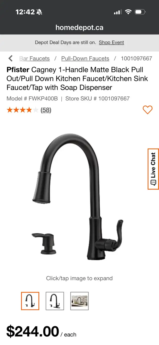 Pfister Cagney 1-Handle Matte Black  Faucet