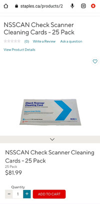NSSCAN Check Scanner Cleaning Cards 25 Pack. Bought 92 after tax