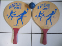 Classic Solid Wood Beach Ball Paddles With Ball Circ1970s XCond