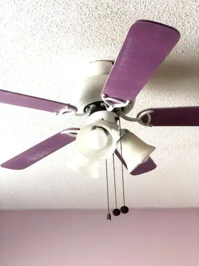 Purple & White Ceiling Fan with Lights, View more