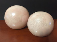 2 Art Glaze Pink Pearly Ceramic Round Sphere Balls signed
