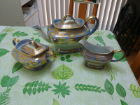 Vintage Fine Porcelain Teapot, Creamer & Sugar Bowl Set