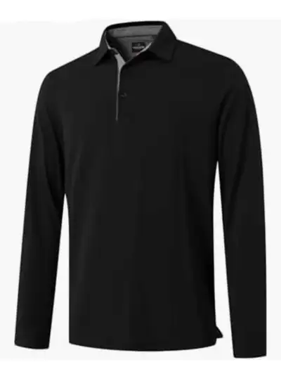 Men’s Long Sleeve Polo Shirt | Black | 2XL | Cotton Blend Smart , View more
