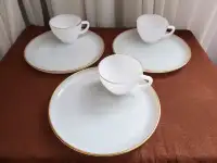 Vintage Milkglass FireKing Heat Proof Luncheon Plate and Cup Set