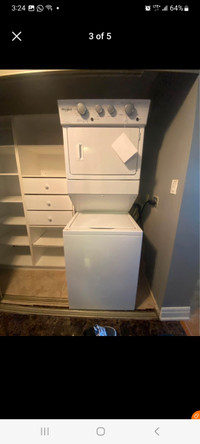 1.5 years old whirlpool stack washer and dryer  delivery availab