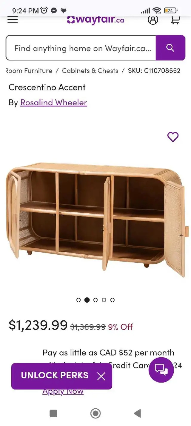 Rattan Wooden Sidboard Buffet Cabinet in Hutches & Display Cabinets in Edmonton - Image 7