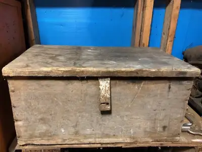 Vintage Wood Tool Box with Old Tools, View more