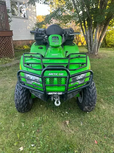 2008 Arctic Cat 400 FIS, Green, with manual, winch, brush guard, rear seat, and windshield (needs br...