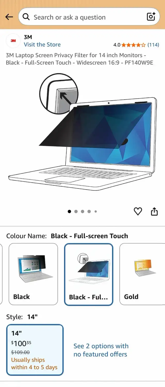 3M 14” Laptop Privacy Screen Filter – 16:9 - unopened in Laptop Accessories in City of Toronto - Image 4