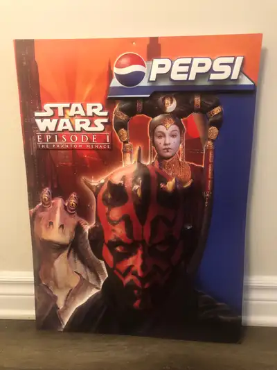 Vintage Star Wars Episode 1 Pepsi 3D Vacuform Movie Poster Sign Phantom Menace PSTAR WARS EPISODE I...