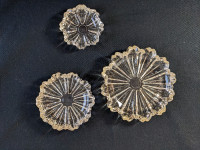 set of 3 vintage ashtrays candle holders cut glass