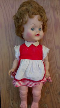 VINTAGE REGAL DOLL, CANADIAN MADE. WITH OUTFIT, "WETTING"