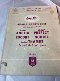 VINTAGE 1953 ANGLIA, PREFECT  FACTORY PARTS CATALOG W01451