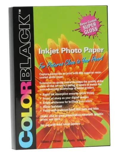 COLORBLACK® Glossy Resin Coated Heavy Inkjet Photo Paper, View more