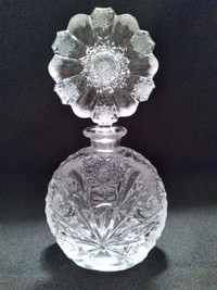 Vintage Hand Cut Clear Czechoslovakian Crystal Perfume Bottle