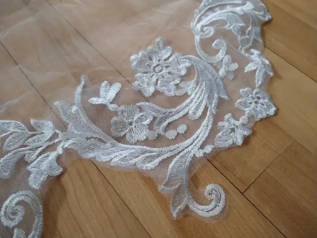 NEW - Cathedral Wedding Veil - Double Petal Scalloped Lace Edge63804732251779123