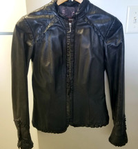 Vintage genuine Danier womens leather jacket with ruffles - 2xs