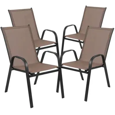 4 NEW Outdoor Stack Chairs with Flex Comfort Material, View more