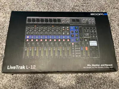 For sale is a Zoom Livetrak L-12 digital recording console and mixer, perfect for musicians and audi...